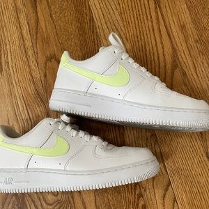 Nike Air Force 1s with “Barely Volt” green swoosh